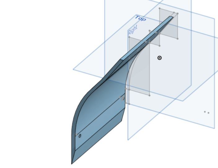 CAD model of the curved shooter ramp